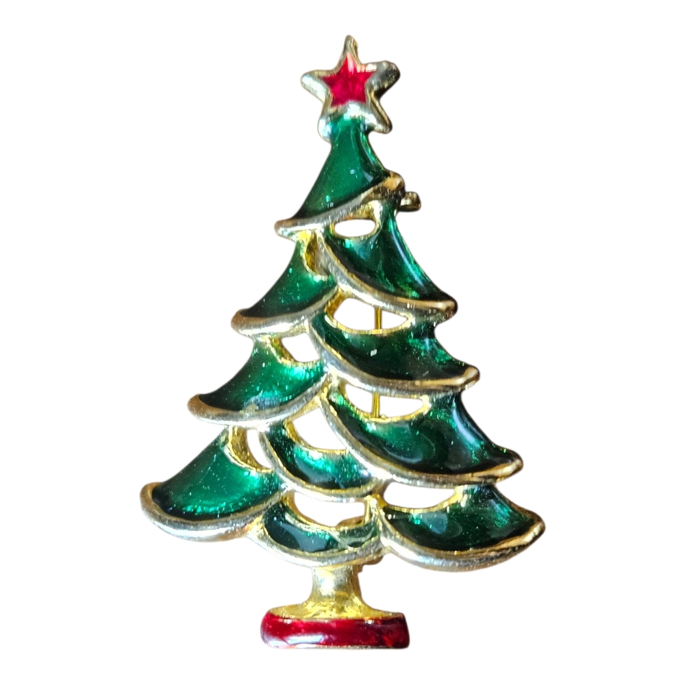 Festive Green and Gold Christmas Tree Ornament.